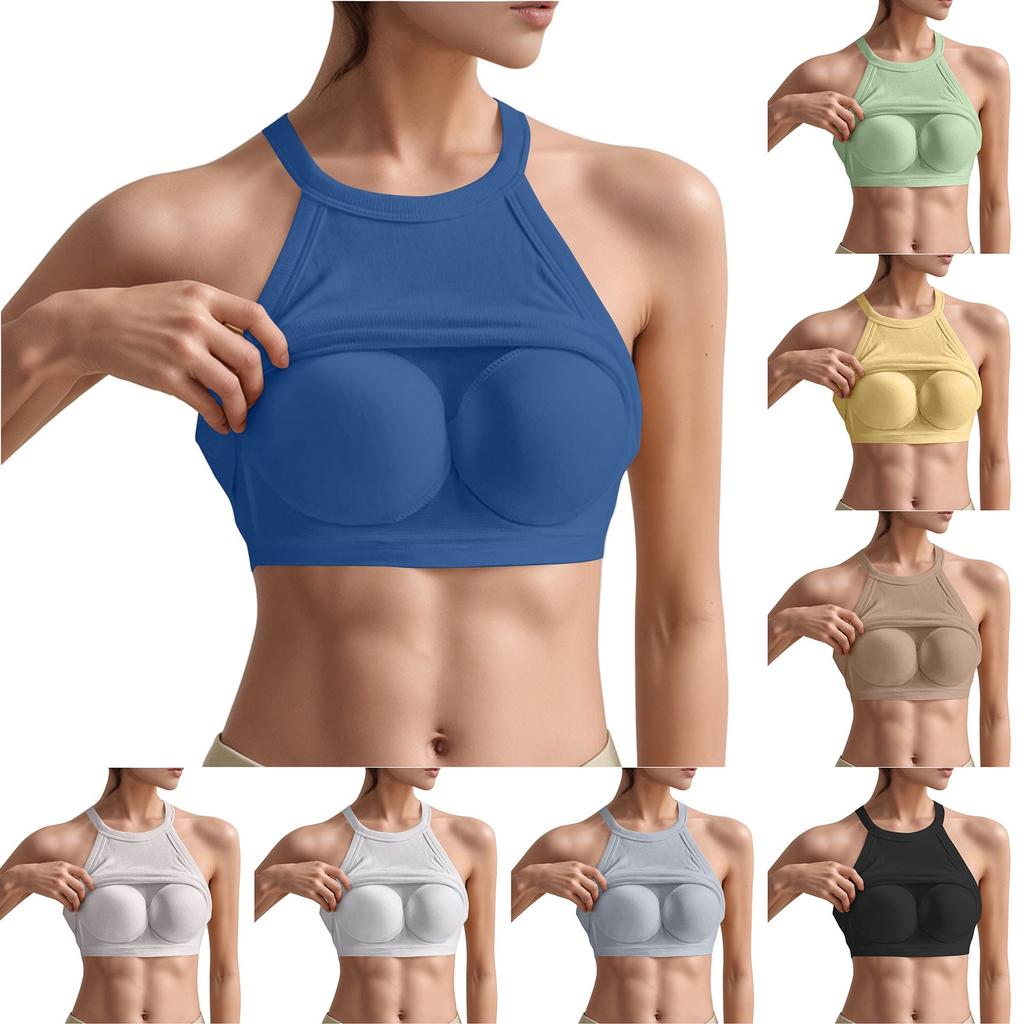 Women's Back Underwear With Chest Cushion Sleeveless Bottom Hanging Neck Tank Top
