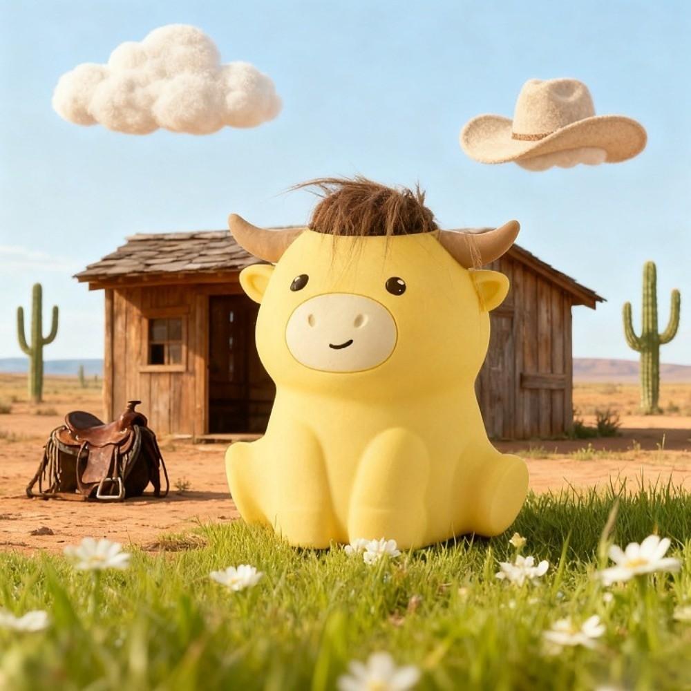 Cartoon Novelty Highland Cow Night Light Dimmable Timing Rechargeable LED Lamp Squishy Cute Bedside Nightlight for Breastfeeding