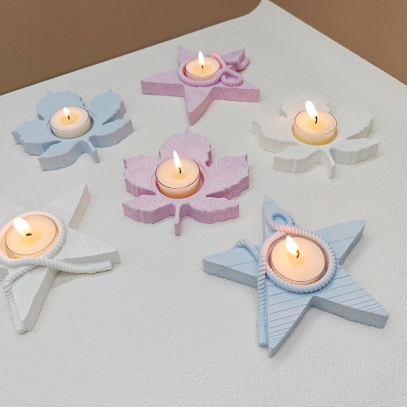 Maple Leaf Candle Holder Mold DIYs Candlestick Silicone Mould Aromatherapy Plaster Gypsum Cement Craft Home Decorations