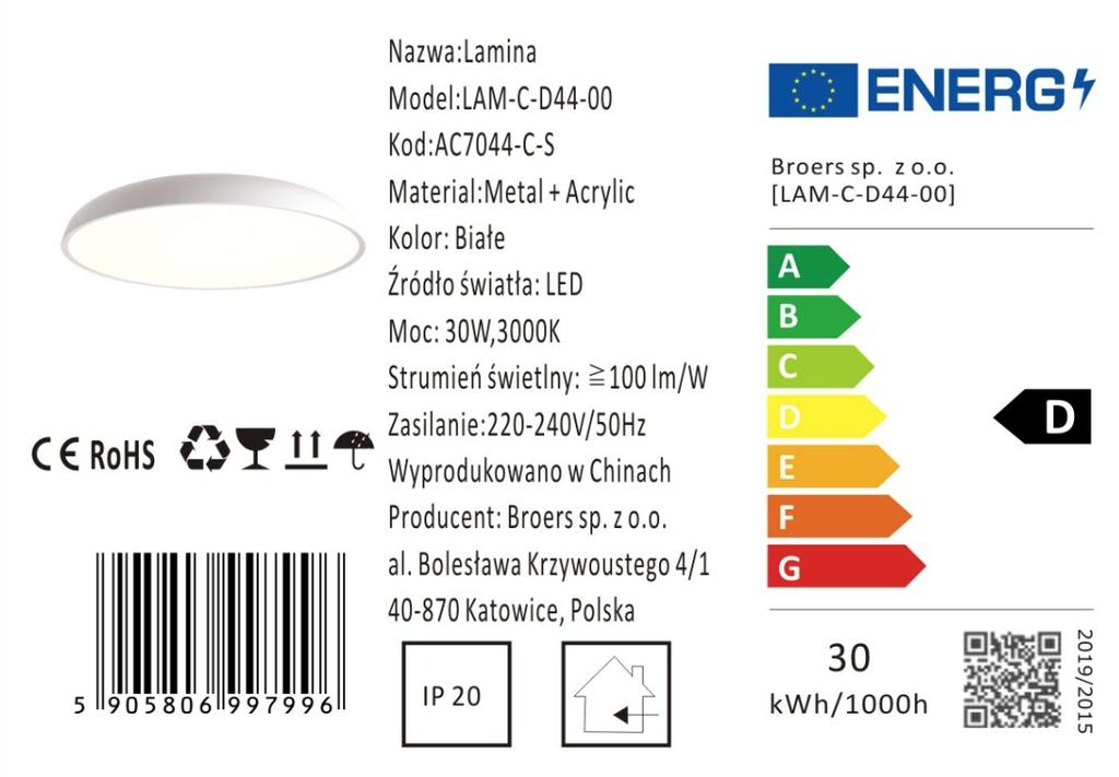 Lamina - Ceiling lamp 44cm 30W LED White