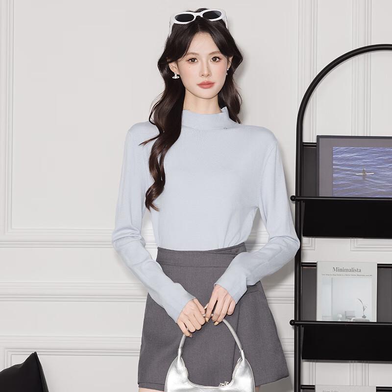 Teluoman Women's Long Sleeve Round Neck Knit Sweater