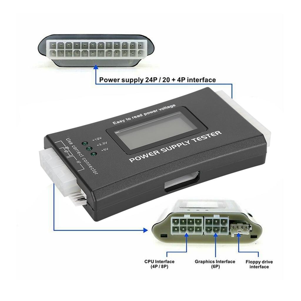 ATX Power Supply Computer Host Inspection and Maintenance Tester Tool with LCD Display
