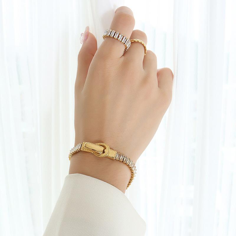 Light Luxury Seven-Color Zircon Gold-Plated Magnetic Bracelet with Titanium Steel Double-Sided Closure