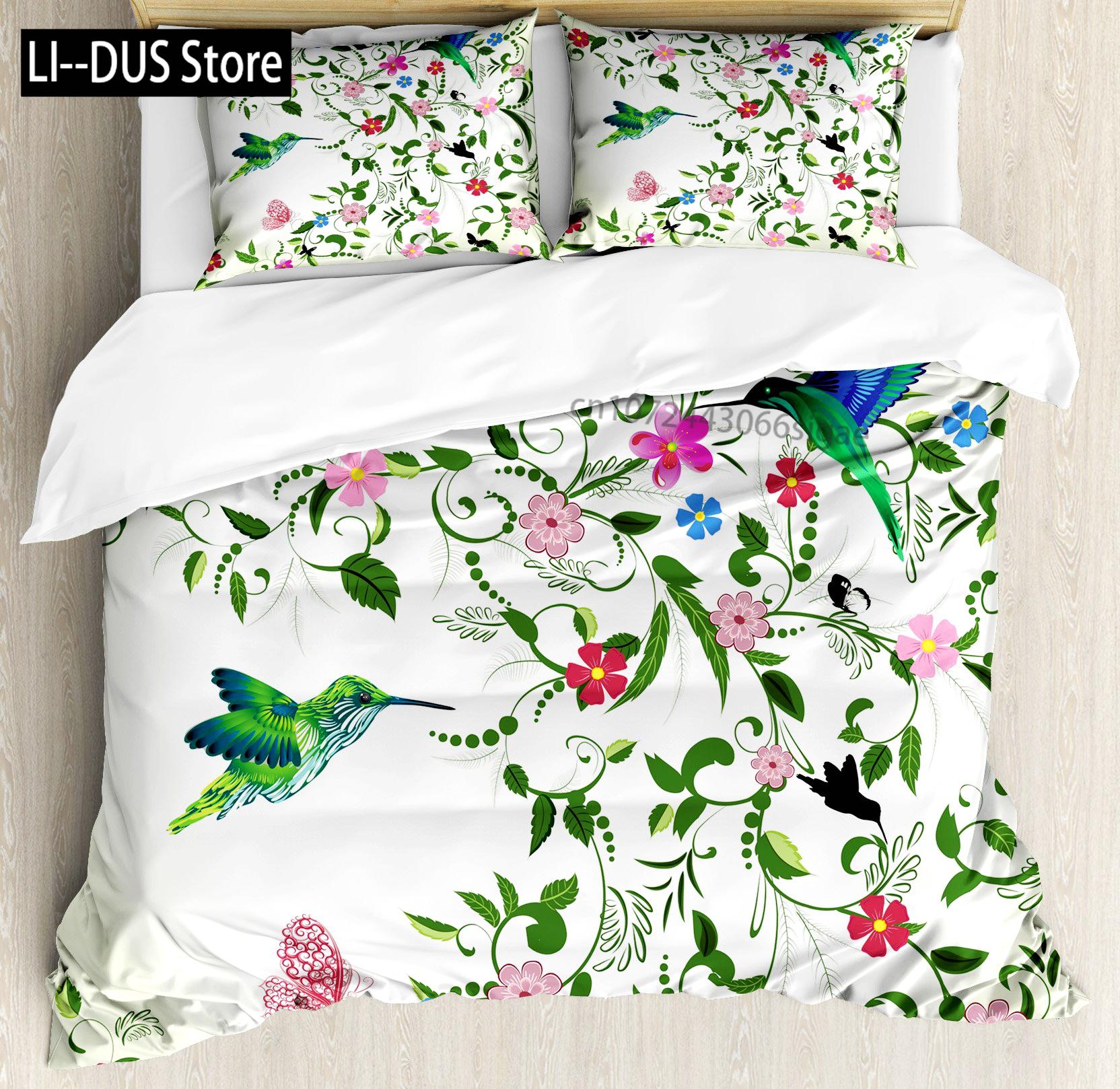 

Comforter Watercolor Hummingbird Decorative 3 Piece Bedding Set With 2 Pillow Shams Full King Queen Size Bedroom Decor Comforter (quilt)-EU Single(135*200cm)3pcs