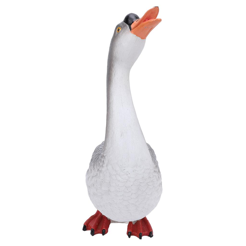 Goose Statue Figurine Resin Gray Goose Farm Animal Sculpture Desktop Ornament for Home Garden Patio