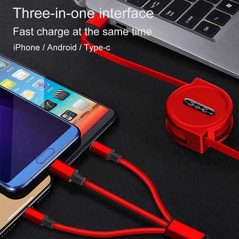3 in 1 USB-Kabel Schnellladekabel USB Typ C Kabel für iPhone Samsung Huawei Xiaomi Micro USB Lightning Kabel Ladegerät