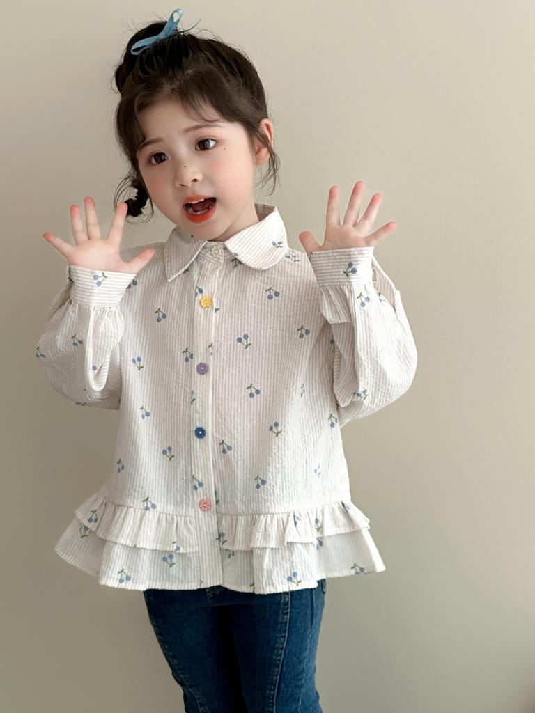 Girls' Plaid Ruffle Shirt - Korean Style Autumn Blouse for Little Girls