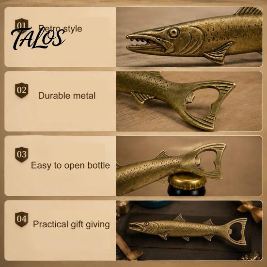 Unique Gifts for Men Rustic Fish Bottle Opener, Creative Cap Opener with Detailed Scale High End Wine Lover Design, Retro Metal Alloy Bar Tool