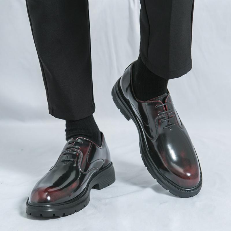 Fashion 2025 New Mens Lace-Up Pointed Toe Casual Leather Shoes Genuine Leather Oxfords Breathable Non-Slip Sole Business Casual Footwear