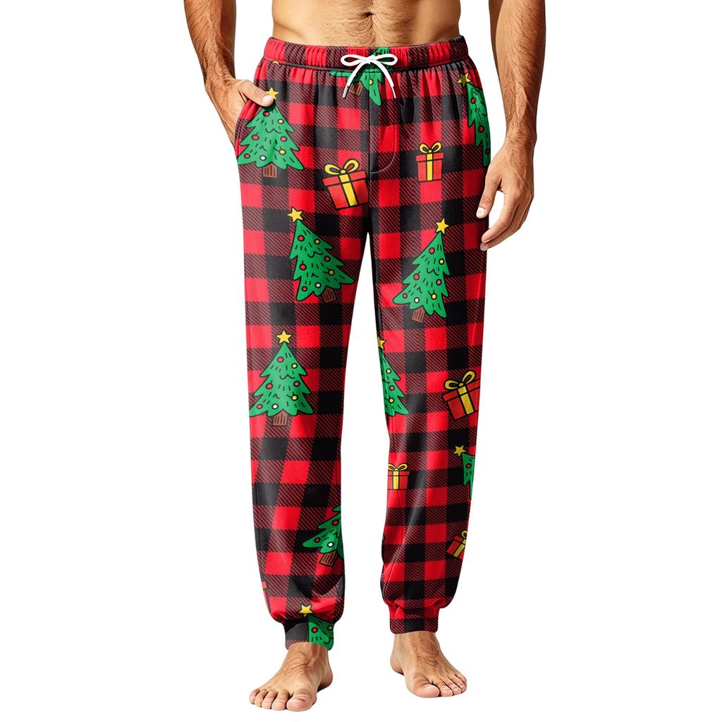 Heren Kerstprint Thermische Pyjamabroek voor Herfst Winter