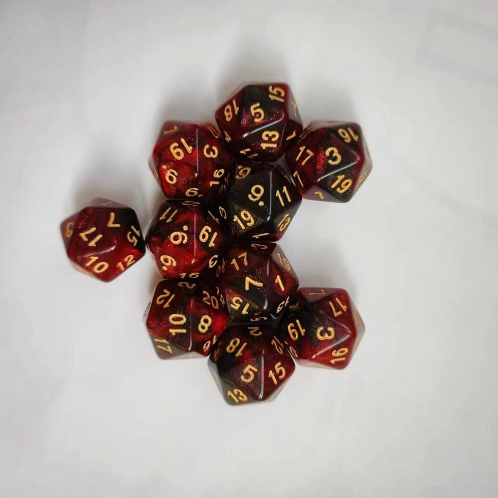 10pcs/set of 20 Sided Dual Color Starry Sky Dice Acrylic Number Dice for Dnd COC RPG Running Team Table Board Game Dnd Dice Set