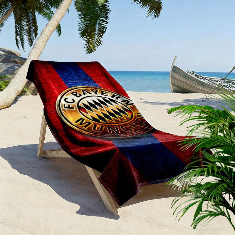 FC Bayern Munich Print Beach Towel, Large Soft Quick Dry Towel for Beach Camping Swimming