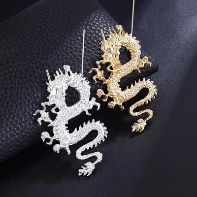 Odważna broszka w kształcie smoka zodiakalnego - Unisexowy dodatek z chińskim totemem na marynarki