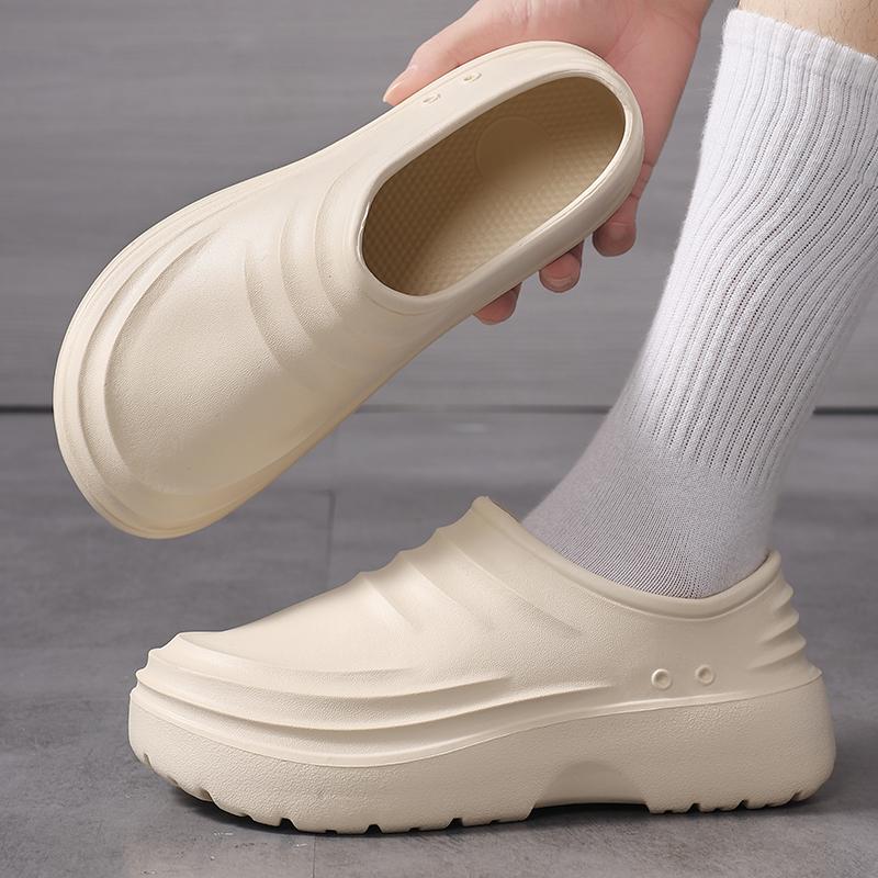Fashion Chef Shoes Men's Summer Waterproof Non-slip Kitchen Shoes One Pedal Men's Green Black Labor Insurance Men's Shoes for Work