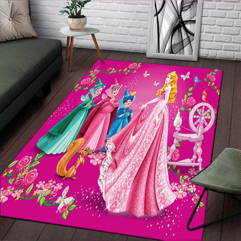 1pc Princess Pattern Area Rug Soft Flannel Floor Mat for Living Room,Office,Bedroom and Carpet,Sofa Coffee Table Floor Mat