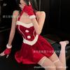 New Year Red Christmas Velvet Jumpsuit Sexy Female Live Streaming Host Performance Stage Party Elk Holiday Maid