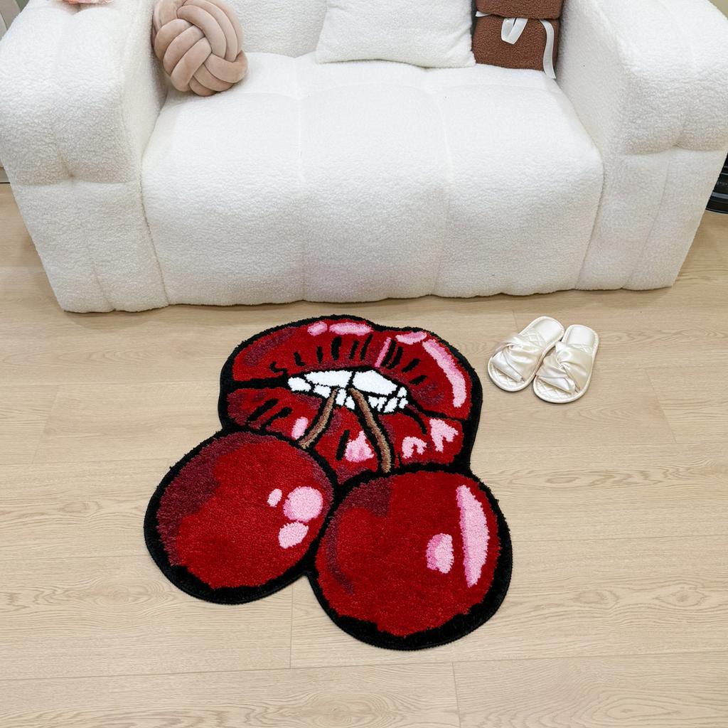 Kirschrote Lippen Kreatives Muster Teppich Garderobe Spielzimmer Einweihungsgeschenk Handgemacht Rutschfest Einzigartiger Dekorativer Teppich Bodenmatte