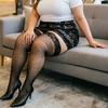 Plus Size Fishnet Thigh High Stockings Women Sexy Lace Over Knee Hollow Out Mesh Pantyhose Nylon Elastic Summer Clubwear