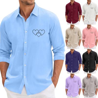 Men'S Casual Loose Fitting Long Sleeved Shirt Fashionable Lapel Shirt Top