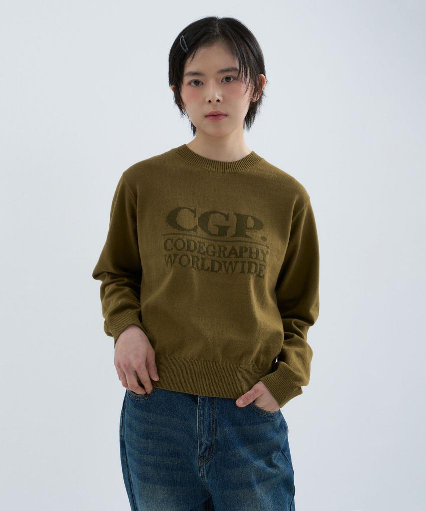 CGP (Women) Square Logo Knit - Olive
