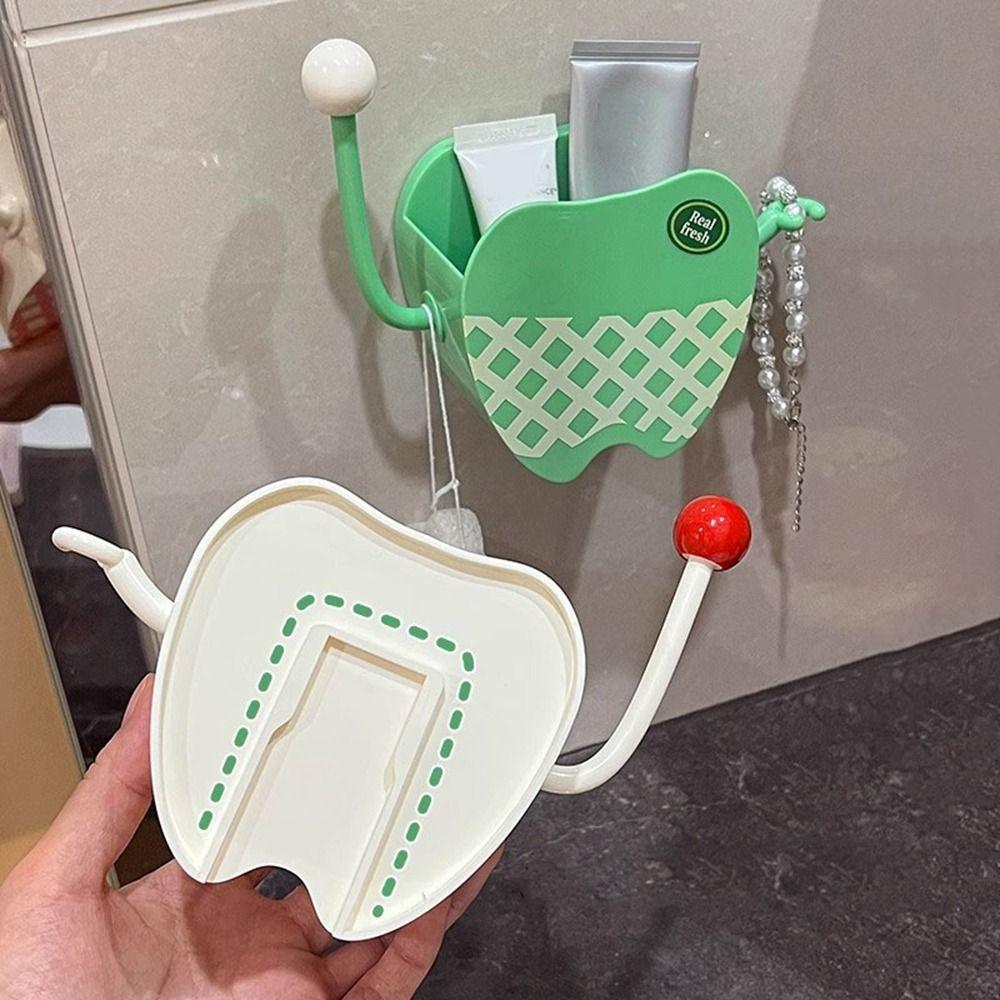 Tooth Shape Toothbrush Holder Plastic Sundry Storage Box Cute Bathroom Shelf  Kitchen