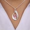 Morganite Gemstone 925 Sterling Silver Wedding Jewelry Pretty Zircon Pendant 1.5" For Women/Bride CZP-16-13