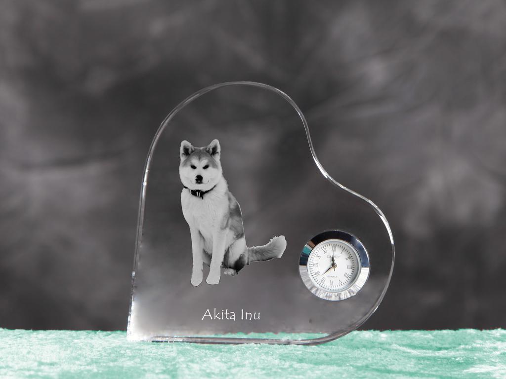Akita, Akita Inu - Kristalluhr mit Hundebild, herzförmige Tischuhr, personalisierte Standuhr von der Marke Art-Dog