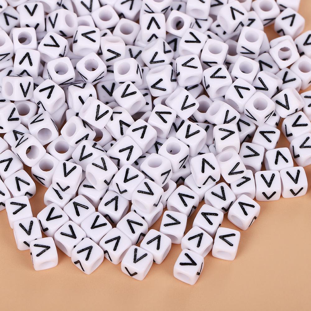 Square Acrylic A-Z English Letter Beads (6mm/7mm/8mm/10mm) for Jewelry Making