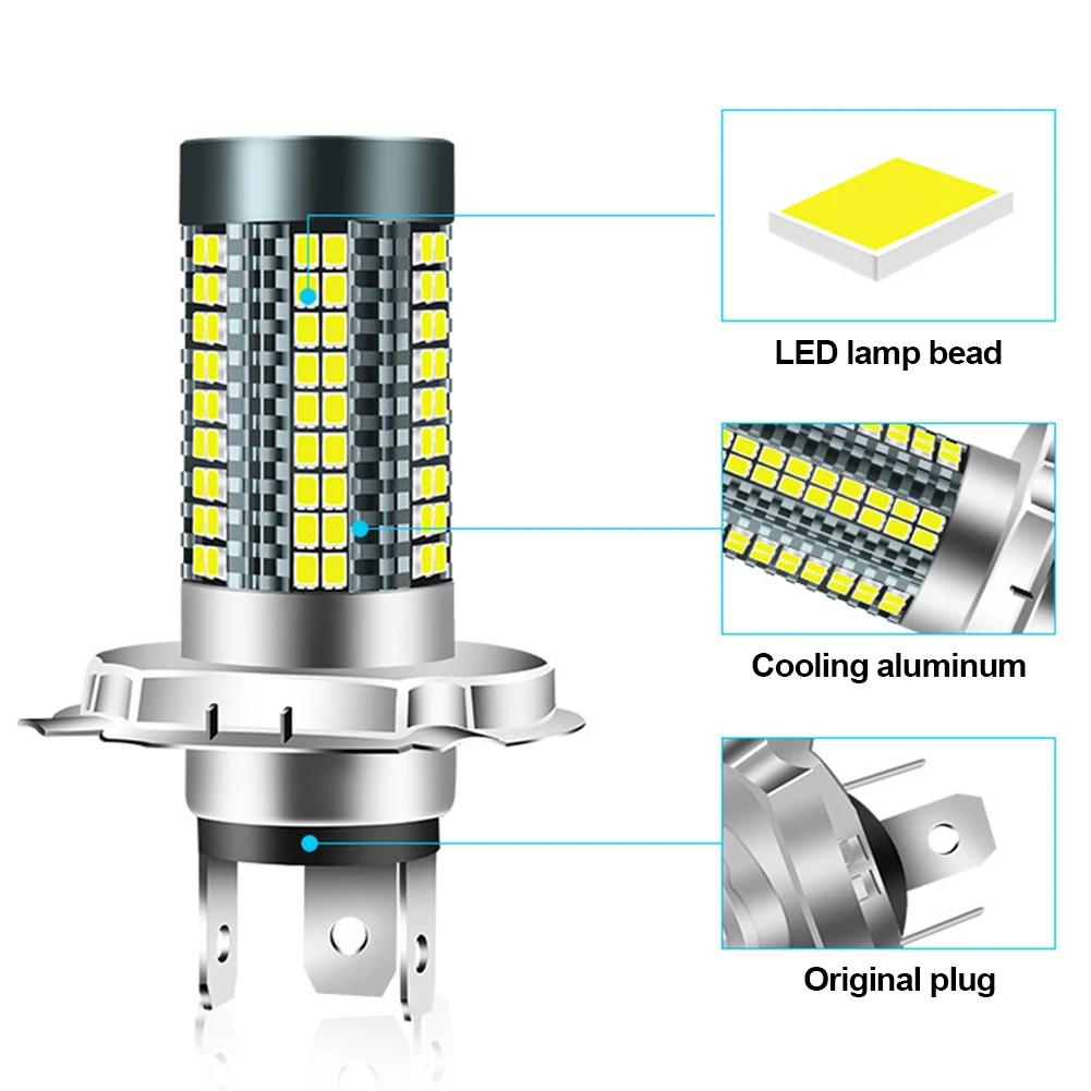 1Pc H4/H6/BA20D/P15D 12V-24V LED Motor Bulb Motorcycle Headlight 126smd Chips Waterpoof Lamp Car Headlight Bulbs Hi Lo Light