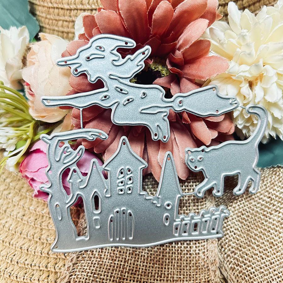 Halloween Witch Castle Metal Cutting Die Stencil Template For DIY Embossing Paper Photo Album Cards Making Scrapbooking Die Cut