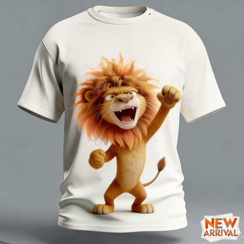 

Abstract Funny Lion Pattern T Shirt For Men Cartoon 3D Printed Tees Summer 6XL