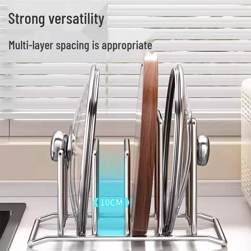 Stainless Steel Kitchen Lid & Cutting Board Storage Rack