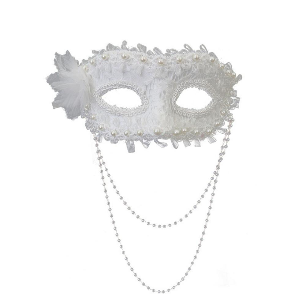

Side Flower Mask Lightweight Pearl Lace Half Mask Party Masks Luxurious Cosplay Costume Mask For Dress Ball Cosplay Party