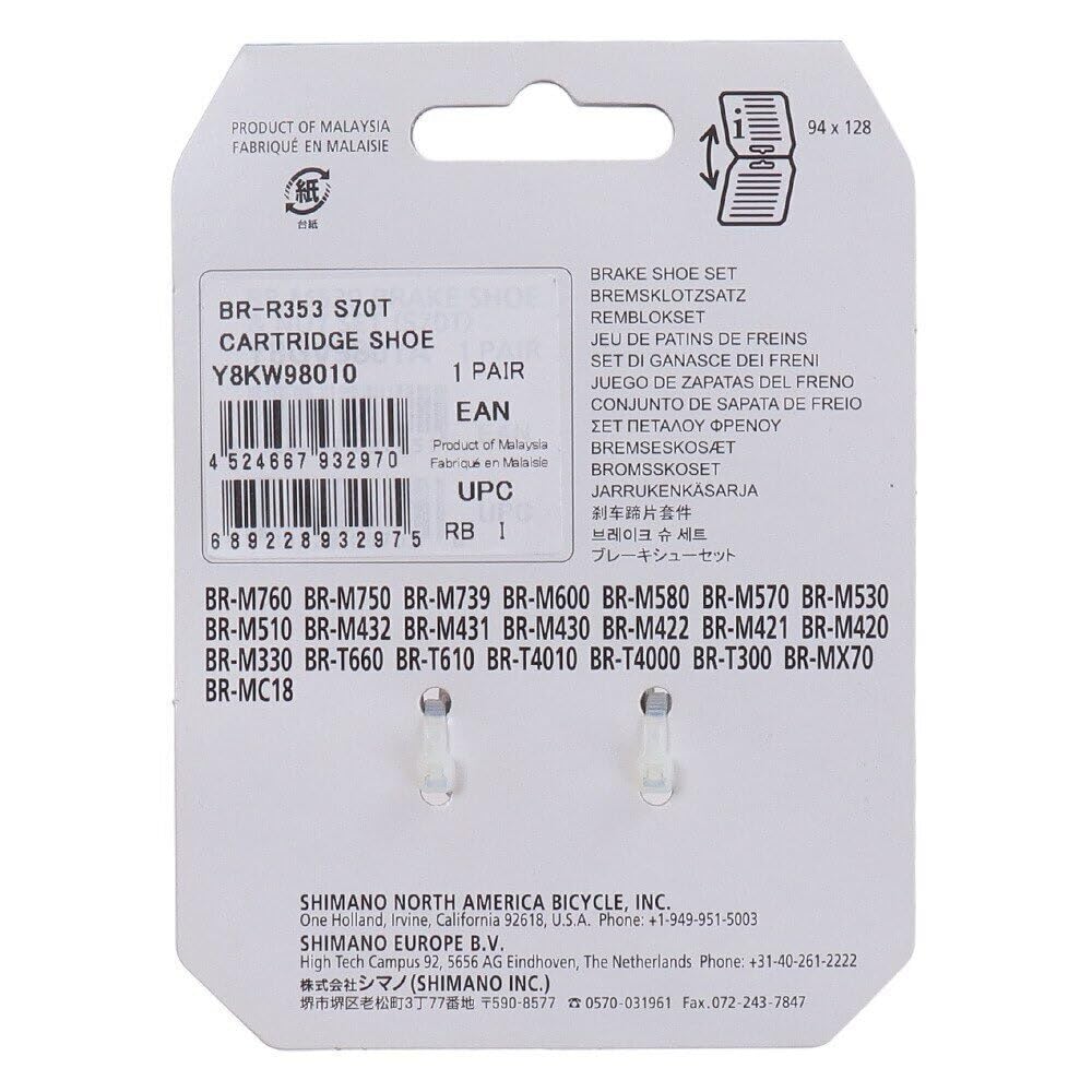 Shimano S70T Cartridge Type Brake Shoe Set and Right Y8KW98010 Repair Parts (Left Pair/Optional) BR-T610 BR-R353