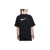 Nike Einfarbiges Logo Mode Bequem Lässig Rundhals Sport T-Shirt mit überschnittenen Ärmeln Damen Tops Schwarz HJ3947-010