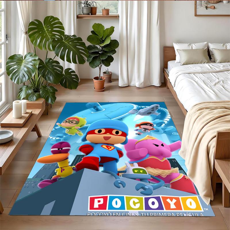 Anti‑Slip Crystal Velvet Floor Rug, Pocoyó cartoon Design Carpet for Indoor Living Bedroom Home Decoration