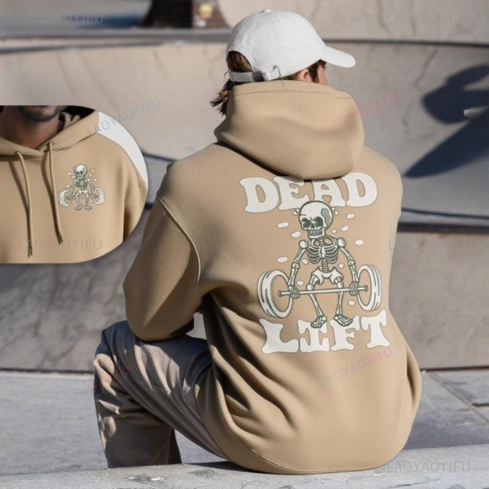 Dead Lift Skeleton Hoodie Unisex Gym Pump Cover Funny Workout Hoody Weightlifting Retro Hooded Sweatshirt Trendy Hoodie