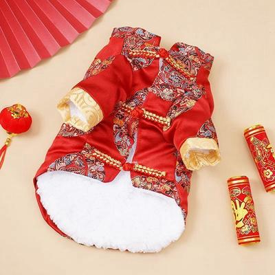Pet Clothes Dog Chinese New Year Tang Suit Autumn Winter for Small Medium Dog Cats Spring Festival Pet Clothing Dogs Costume
