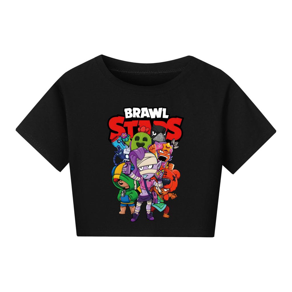 4094 Kid Girls Brawl Stars Print Short Sleeves Short T-Shirt