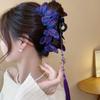 Elegant Shark Jaw Clip Chinese Style Handmade Embroidered Butterfly Hair Clip Tassel Design Retro Barrette Headband