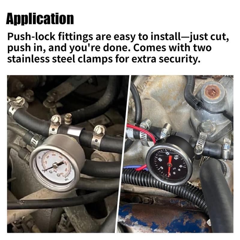 1/2NPT Or 3/8NPT Fuel Line Hose T-Fitting Adapter Fit 1/8-27 NPT Port For Fuel Pressure Gauge Sensor With Hose Clamps