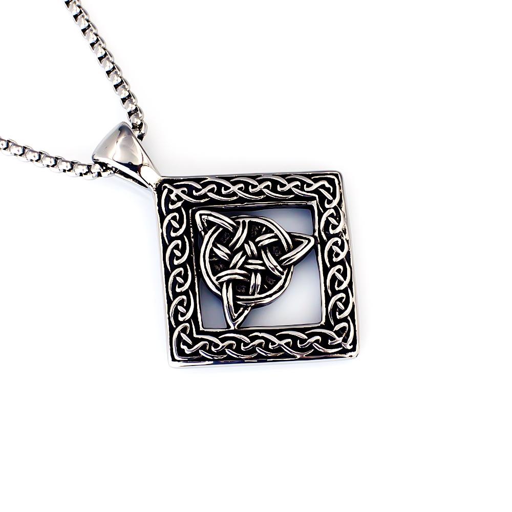 Viking Dragon Pattern Stainless Steel Necklace Bold Retro Fashion Jewelry