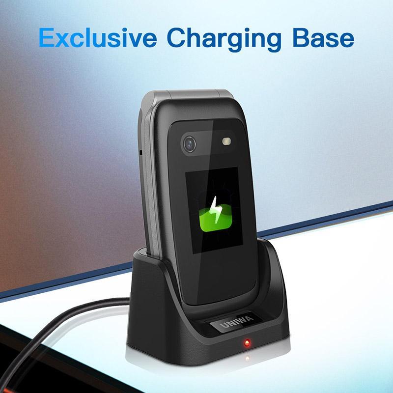 Telefón V202T s dvomi obrazovkami, vyklápací telefón, veľké tlačidlá 1 450 mAh Batéria Baterka na núdzové volanie Duálna SIM karta Bluetooth 4G mobilný telefón