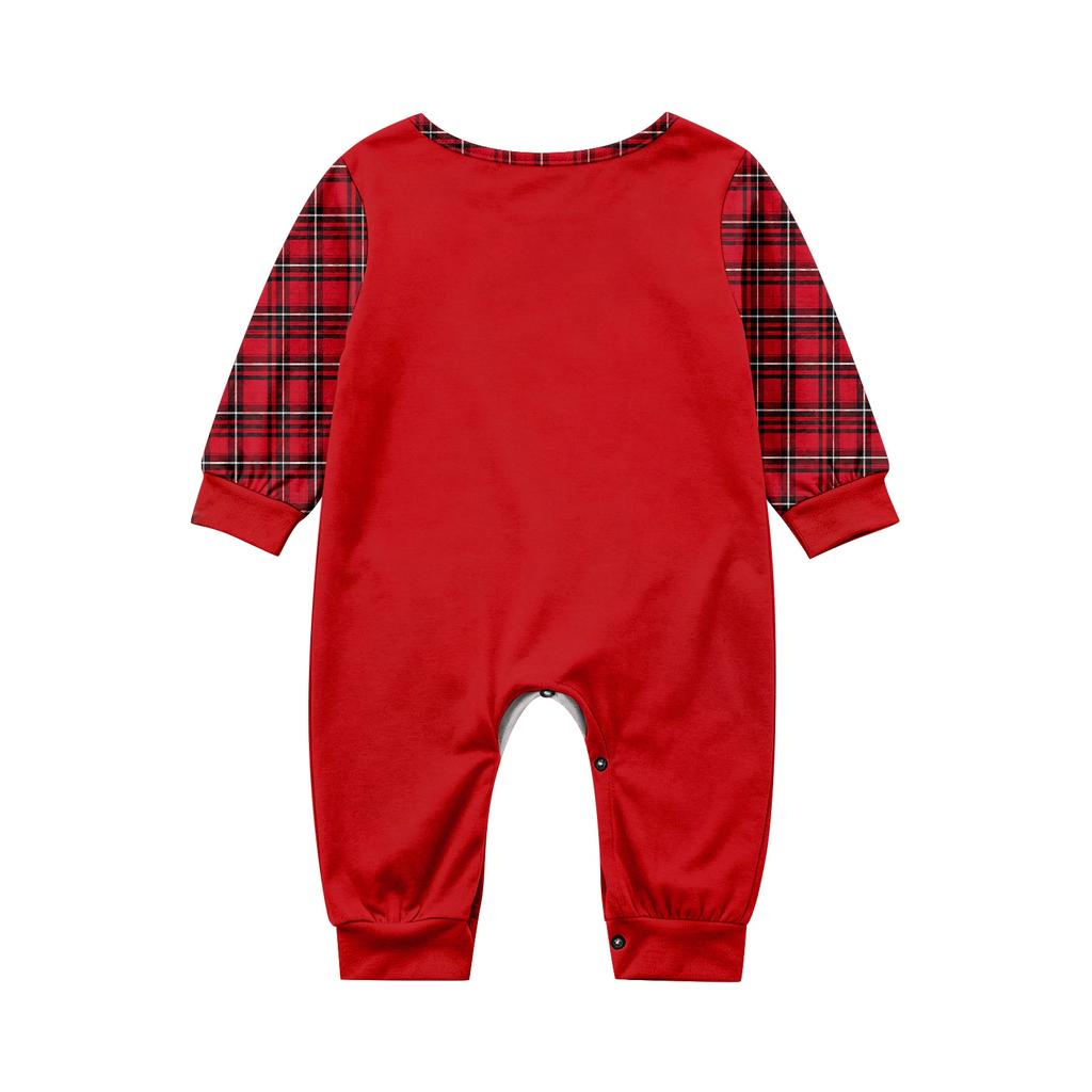 Set de pijamale de Crăciun coordonate pentru familie, cu top cu mânecă lungă și gât rotund și pantaloni, pentru părinte și copil