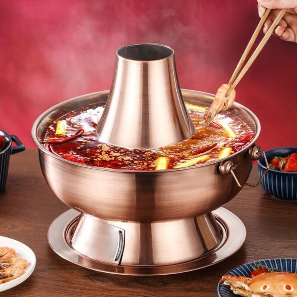 Briquette-Heated Pot Copper-Colored with Chimney Traditional