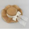 Women's Summer Korean Style Lace Trim Bowknot Wide Brim Sun Hat Sun Protection Straw Hat Beach Sweet Fisherman Hat