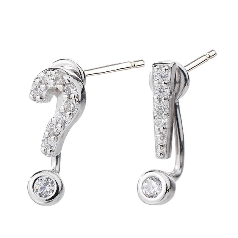 Orecchini a bottone asimmetrici con punto interrogativo e punto esclamativo, versione coreana semplice, orecchini creativi personalizzati con simbolo, orecchini alla moda