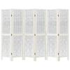 6 Piece Room Divider White Solid Paulownia Wood