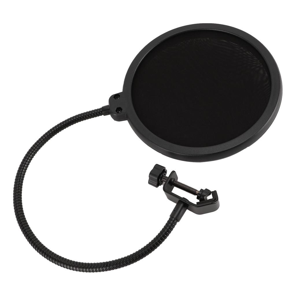 Microphone Pop Filter 360 Degree Adjustable Versatile Sturdy Dual Layered Wind Pop Screen Shield with Gooseneck Stand