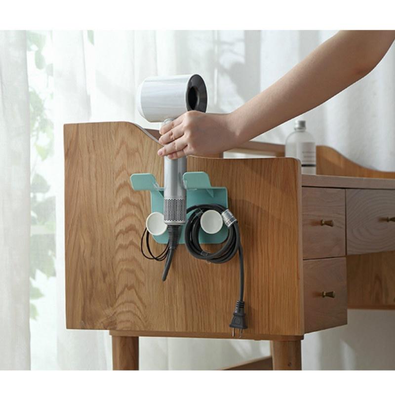 2PCS Hair Dryer Free Punch Bathroom Toilet Toilet Storage Rack Wall-mounted Hair Dryer Rack Hair Dry